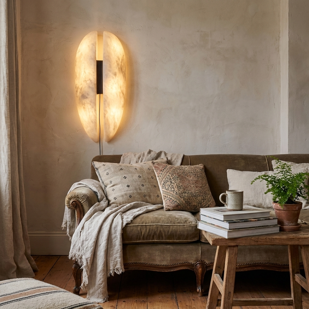 Alabaster Veil Plug-in Wall Sconce