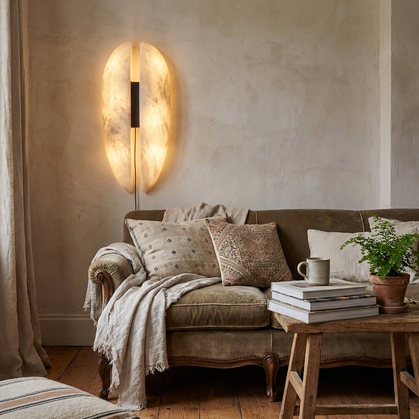 Alabaster Veil Plug-in Wall Sconce