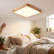 Rubberwood Geometric Flush Mount Light