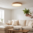 Rubberwood Geometric Flush Mount Light