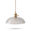 Ribbed Glass Dome Brass Pendant Light