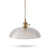 Ribbed Glass Dome Brass Pendant Light