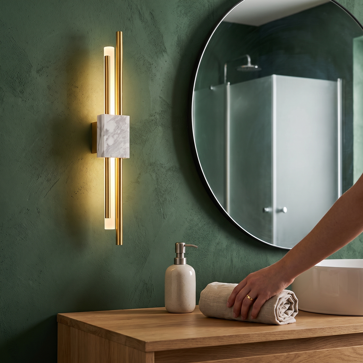 Marble Asymmetric Rod Wall Sconce