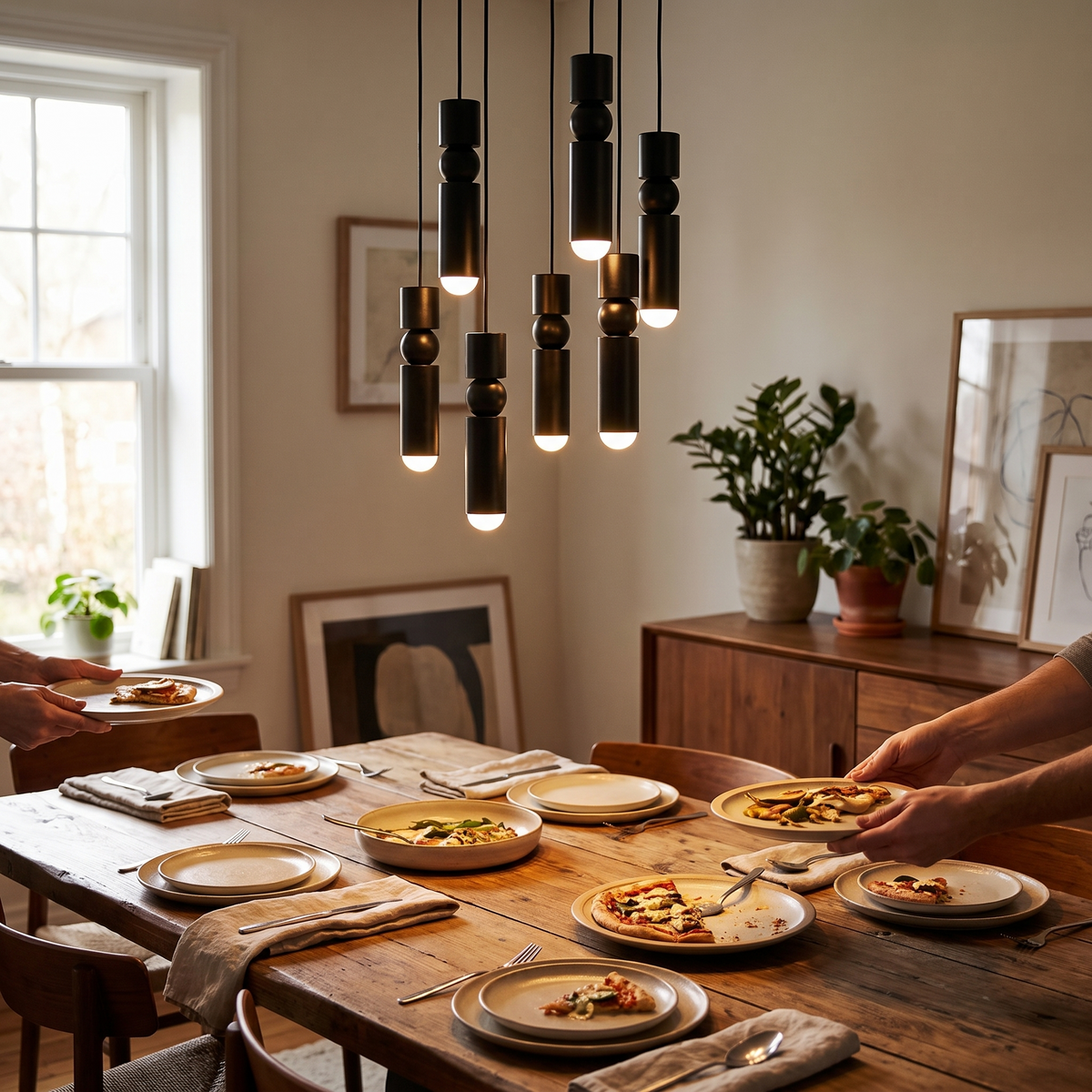 Metal Cylinder Orbit Cluster Pendant Light