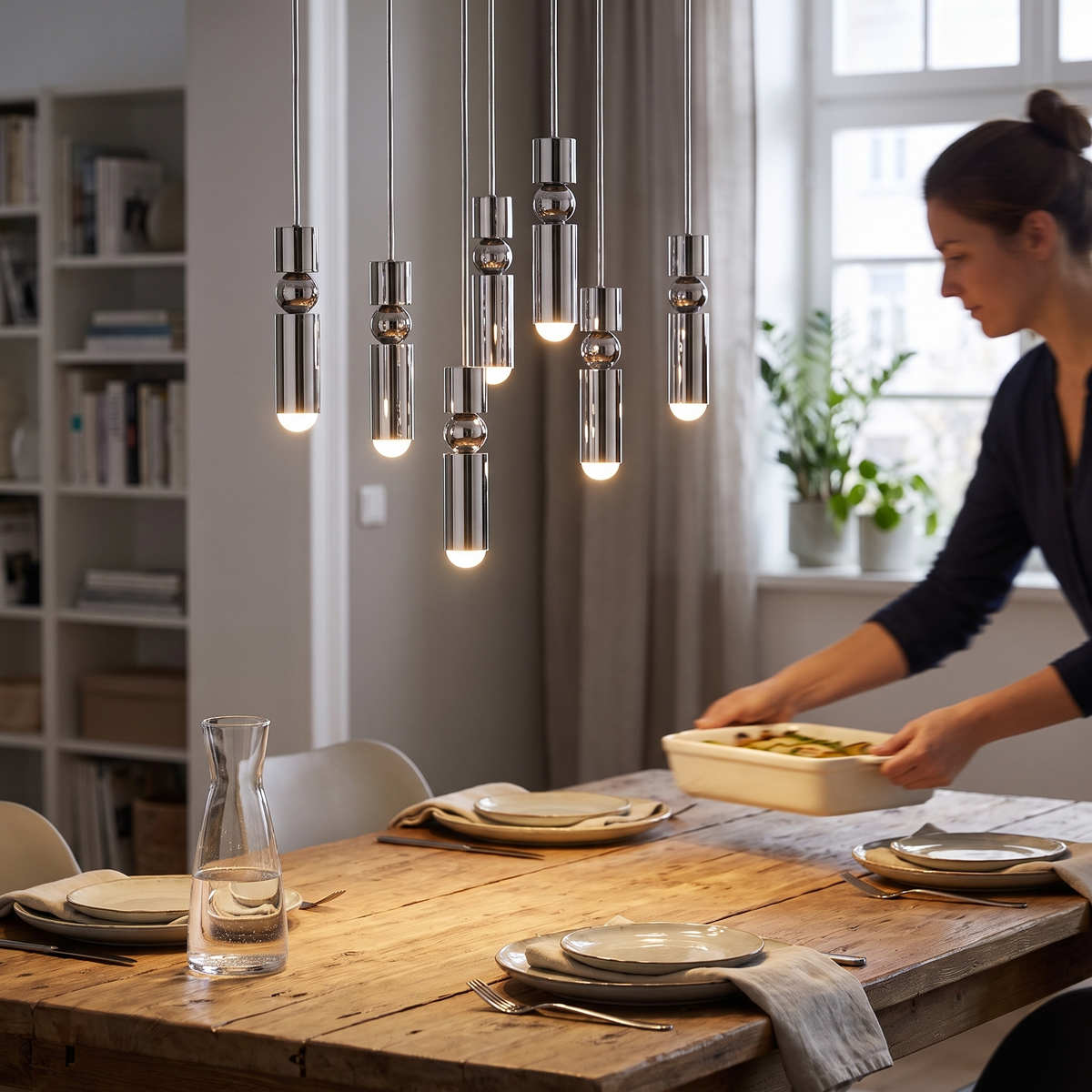 Metal Cylinder Orbit Cluster Pendant Light