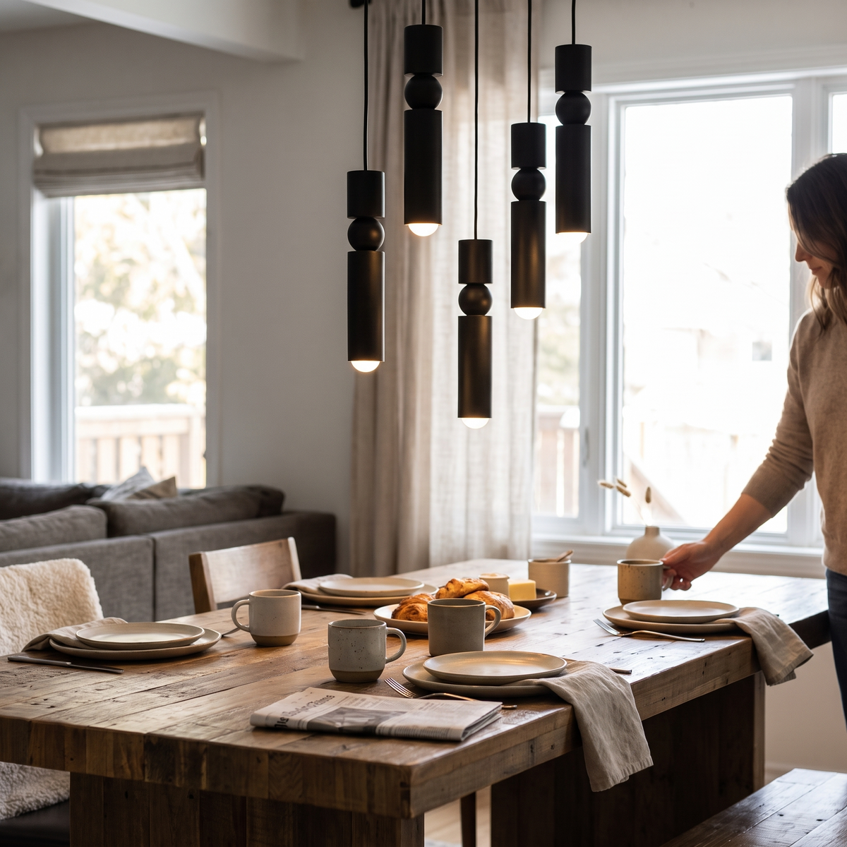 Metal Cylinder Orbit Cluster Pendant Light