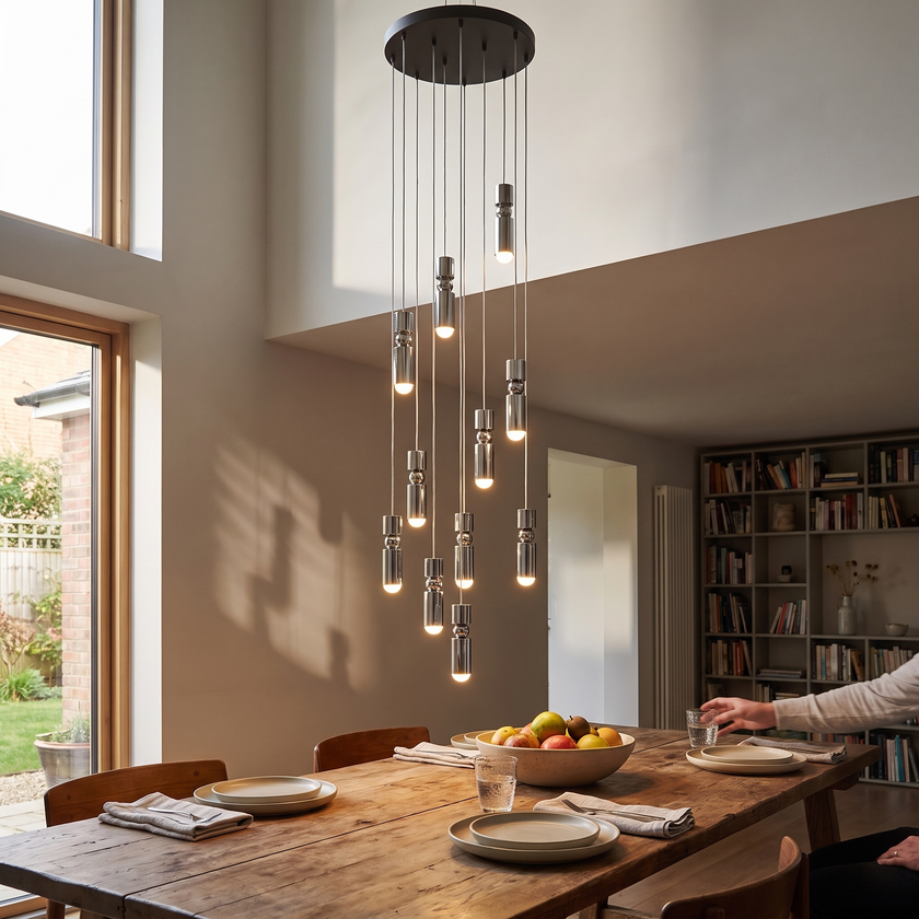 Metal Cylinder Orbit Cluster Pendant Light
