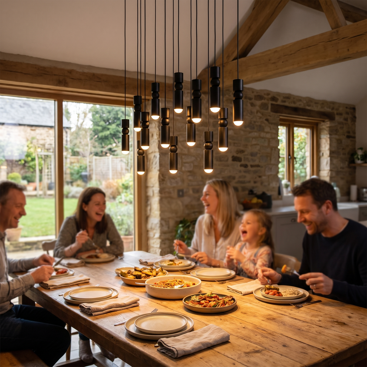 Metal Cylinder Orbit Cluster Pendant Light