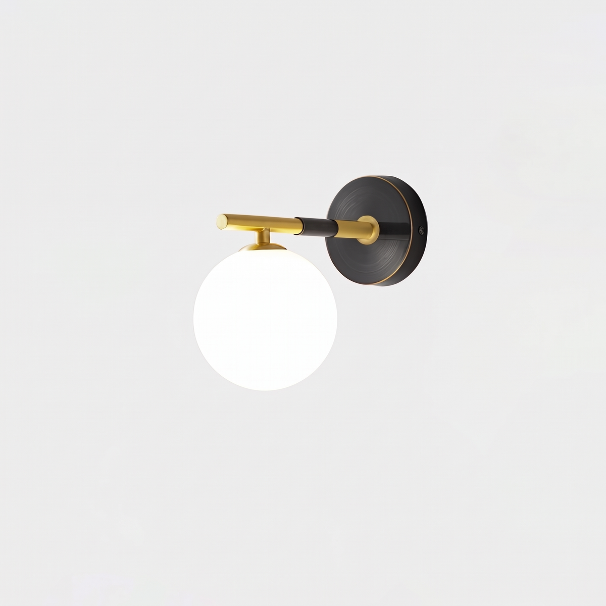 Brass Milk Glass Globe Wall Sconce