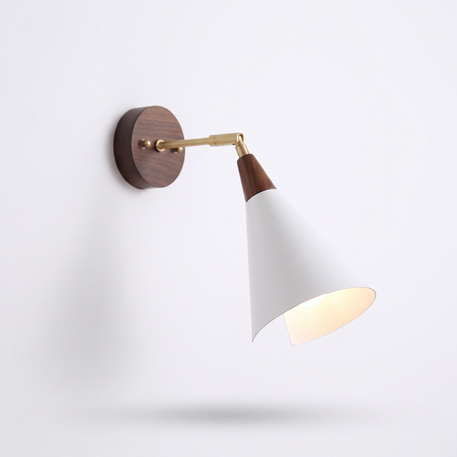 Walnut Brass Arm Wall Sconce