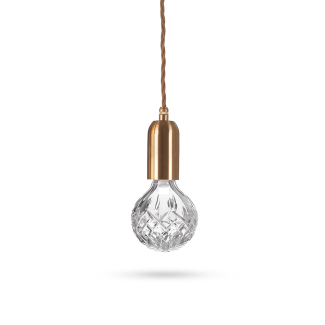 Cut Crystal Brass Bulb Pendant Light