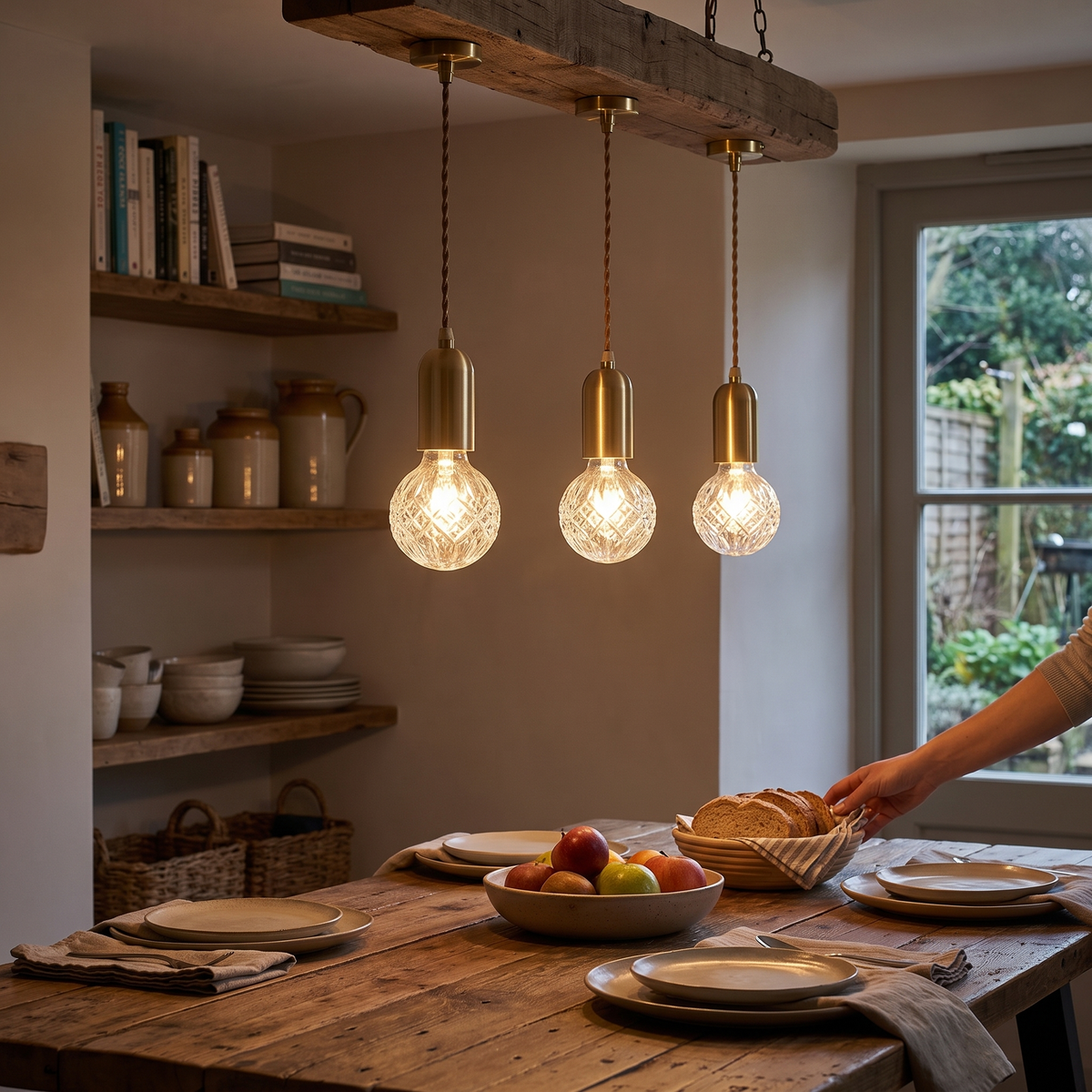 Cut Crystal Brass Bulb Pendant Light