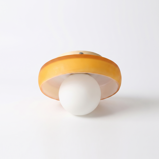 Glass Orb and Metal Disc Ceiling Light