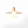 Frosted Glass Wood Rim Pendant Light
