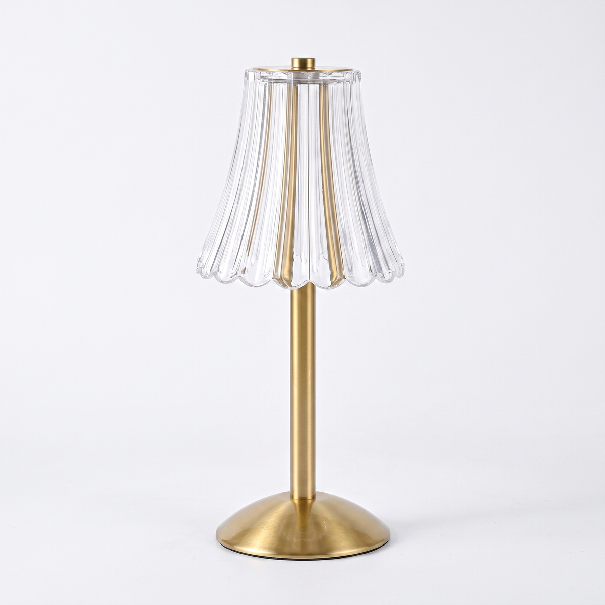 Gold Metal Faceted Cordless Table Lamp