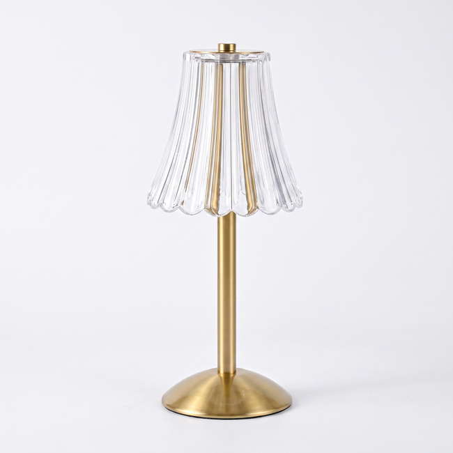 Gold Metal Faceted Cordless Table Lamp