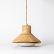 Wood Shallow Drum Pendant Light