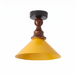 Wood and Yellow Metal Ceiling Light