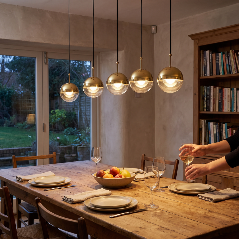 Glass Orb Cascade Chandelier