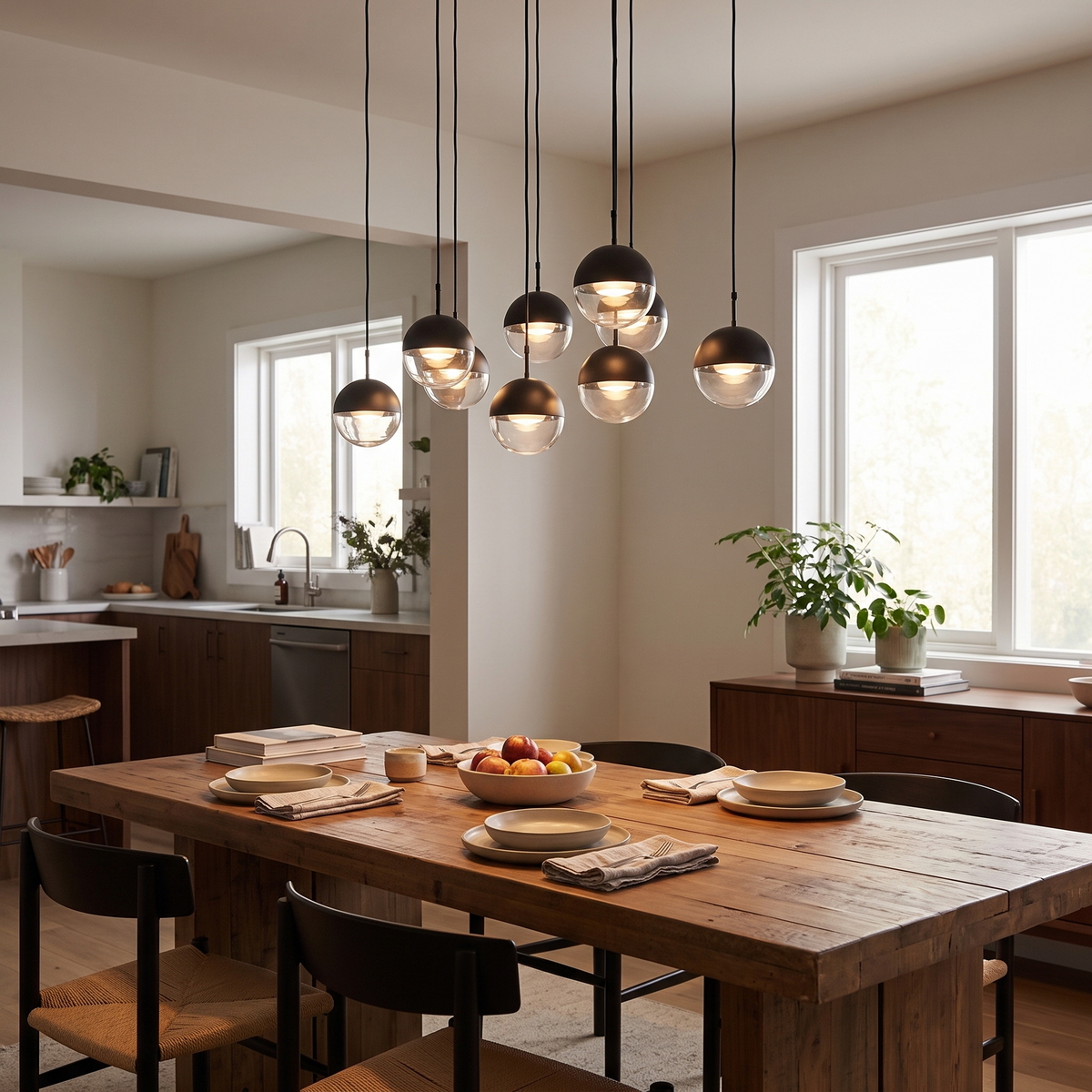 Glass Orb Cascade Chandelier