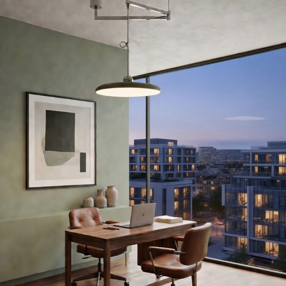 Arlen Modern Adjustable Swing Arm Disc Pendant Lamp