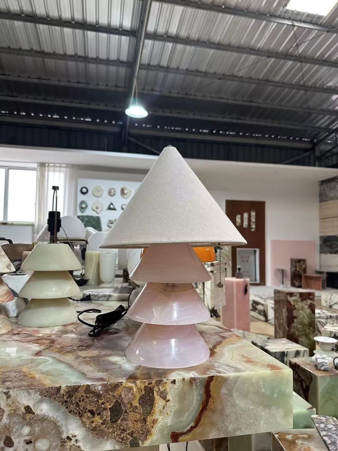 Calvrane Marble Pyramid Table Lamp
