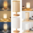 Modern Natural Wood & Cloth Dimmable Table Lamp