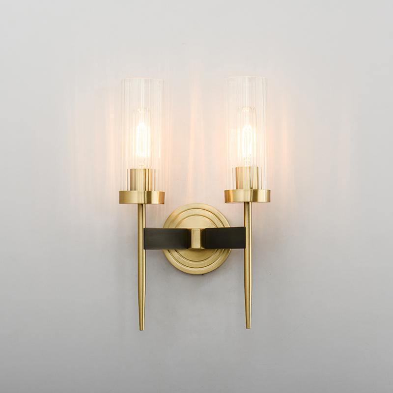 Brass Glass Candlestick Wall Sconce