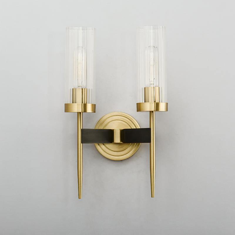 Brass Glass Candlestick Wall Sconce