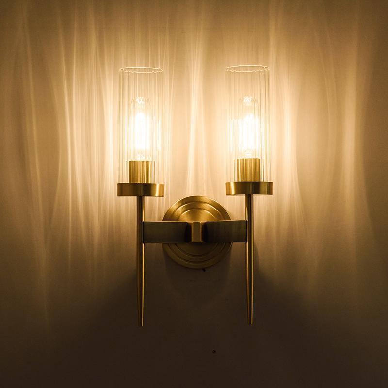 Brass Glass Candlestick Wall Sconce