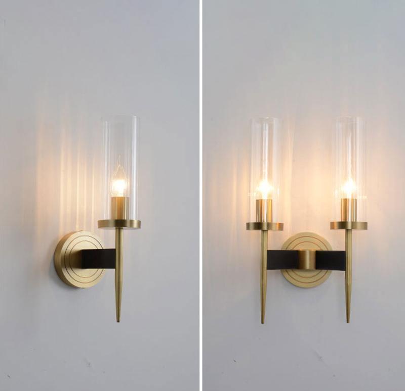 Brass Glass Candlestick Wall Sconce