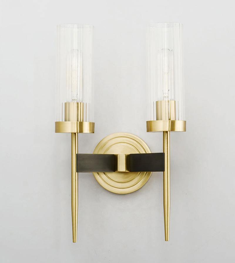 Brass Glass Candlestick Wall Sconce