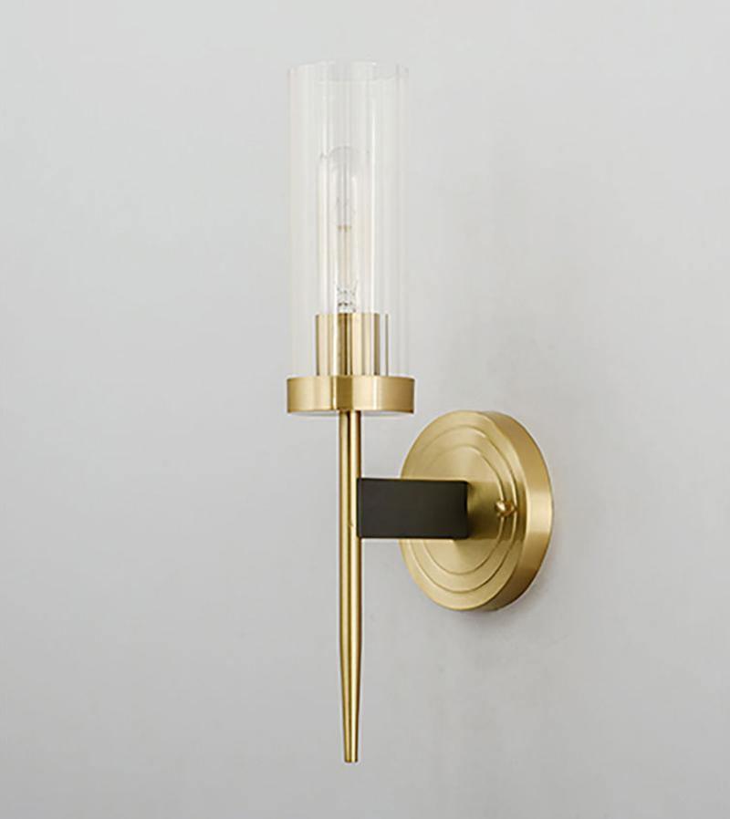 Brass Glass Candlestick Wall Sconce
